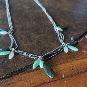Kenneth Cole Reaction Silver Necklace with Green Accents